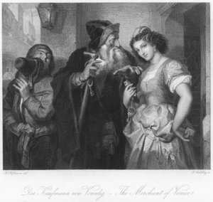 Scene fra The Merchant of Venice av German School