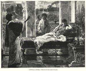Livets scene i det gamle Roma (litho) av German School
