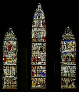 Scener fra St Bernards liv. Ex Altenberg Abbey, ca. 1500 (farget glass) av German School