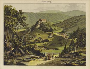 Schwarzburg (farge litho) av German School