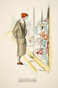 Heavy Choice, antrekk av Eugen Mossner, fra Styl, utgitt 1922 (pochoir-trykk) av German School