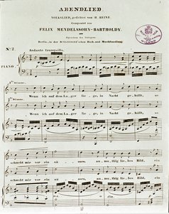 Partiturside av Abendlied av Felix Mendelssohn av German School