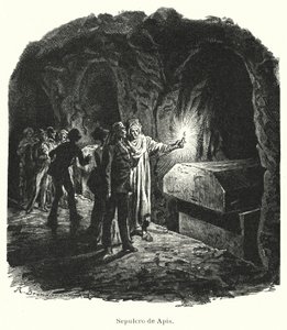 Serapeum of Saqqara, graven til hellige Apis-okser tilbedt i det gamle Egypt (litho) av German School