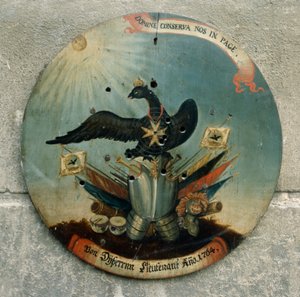 Skjold av en prøyssisk offiser, 1764 (malt tre)