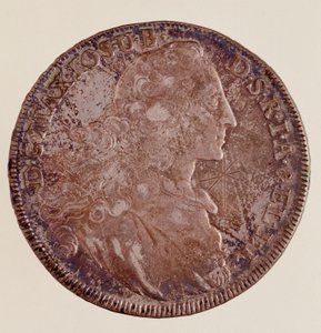 Sølvthaler (taler) av Maximilian III Joseph (Maximilian III Joseph de Baviere) (1727-1777) 1769 Diam. 4,1 cm Napoli, arkeologisk museum av German School