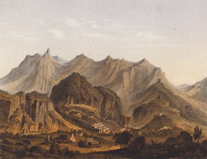 Stedet til Sparta, Hellas (fargelitografi) av German School