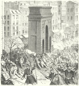 Soldater på gatene i Paris under det franske statskuppet i desember 1851 (gravering) av German School