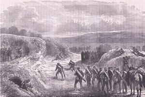 Sortie fra Paris, Cassells historie om krigen mellom Frankrike og Tyskland utgitt av Cassell and Company Limited, ca. 1890 (litho) av German School