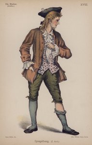 Spiegelberg, fra Die Rauber (Røverne) av Friedrich Schiller (farge litho) av German School