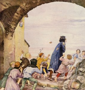 St. Frans hånet av barn (fargelitografi) av German School