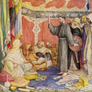 Frans av Egypt besøker sultanen (fargelitografi) av German School