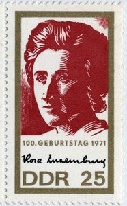 Stamp representing Rosa Luxembourg (or Luxemburg av German School