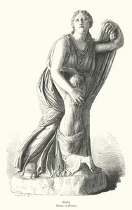 Statue av Niobe som beskytter et av barna hennes mot Artemis og Apollo (gravering) av German School