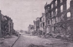 Street in St Cloud, Cassells historie om krigen mellom Frankrike og Tyskland utgitt av Cassell and Company Limited, ca. 1890 (litho) av German School