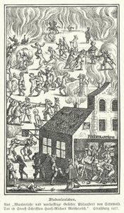 Studentliv: scene fra Blicke Philanders von Sittewald, av Johann Michael Moscherosch (gravering) av German School