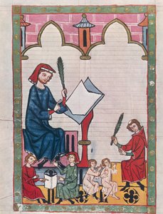 Studenter i et kloster, fra 'Manesse Codex' (vellum) av German School