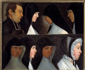 Studier av postulante og nybegynnere nonner av St. Benediktinerordenen (Benediktinerordenen) Maleri av den tyske skolen på 1800-tallet. Roanne, museum Joseph Dechelette - Studier av religiøse postulanter og nybegynnere av Saint Benedict Order (med t. av German School