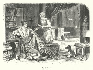 Studer i et romersk hus (gravering) av German School