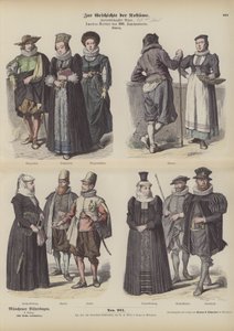 Sveitsiske kostymer, midten av 1600-tallet (farget gravering) av German School