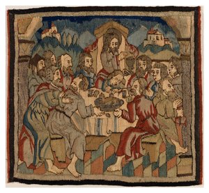 Tapetpanel med scener fra lidenskapen fra et antependium, fra Øvre Rheinland (ull og lin) av German School
