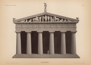 Zeus tempel, Olympia, Hellas (litho) av German School