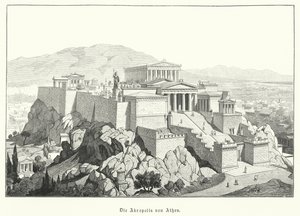 Akropolis i Athen, antikkens Hellas (gravering) av German School