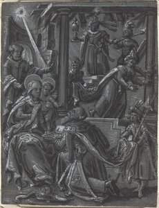 Kongenes tilbedelse [recto], ca. 1600 (penn- og blekktegning) av German School