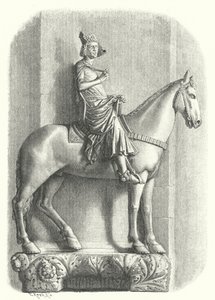 The Bamberg Horseman, statue ved Bamberg katedral, Tyskland (gravering) av German School
