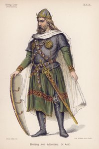 The Duke of Albany, fra Shakespeares King Lear (farge litho) av German School