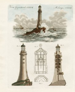 The Eddystone Lighthouse (farget gravering) av German School