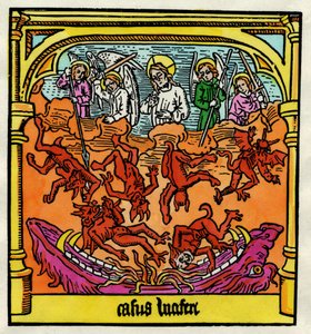 The Fall of Lucifer and the Rebel Angels, illustrasjon fra en kopi av 
