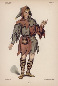 The Fool, fra Shakespeares King Lear (farge litho) av German School