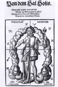 The Four Humors, fra Quinta Essentia av Leonhart Thurneisser zun Thurn (1531-956) utgitt i Leipzig, 1574 av German School