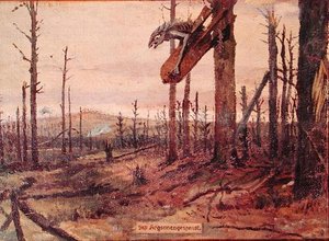 The Ghost of the Argonne Forests, ca. 1914-18 (olje på lerret) av German School