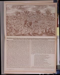 Det store jordskjelvet i 1755 i Lisboa, faksimilekopi av en original gravering og tekst, 1755 av German School