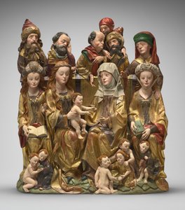 Det hellige slektskap, ca. 1480-1490 (polykromt tre) av German School
