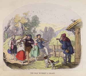 Mannen uten hjerte (farge litho) av German School