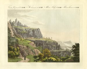 Montserrat i Spania (farget gravering) av German School