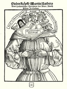 De syv hodene til Martin Luther (gravering) av German School