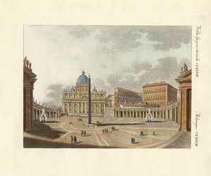 St. Peters katedral i Roma (farget gravering) av German School