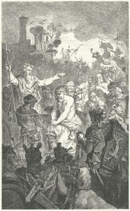 Dåpen til Clovis I, kongen av frankerne, 496 (gravering) av German School