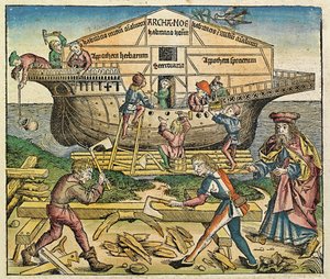 Bygningen av Noahs Ark, publisert i Nuremberg Chronicle, 1493 av German School