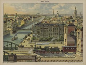 Byen (farge litho) av German School