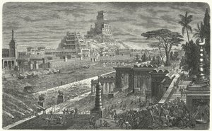 Babylons fall til perserne, 540 f.Kr. (gravering) av German School