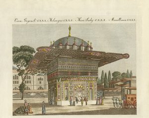 Fontenen Top-Hané av Konstantinopel (farget gravering) av German School
