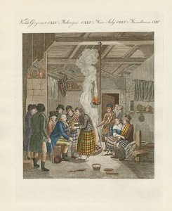 Høylanderen, eller innbyggerne i den nordlige delen av Skottland (farget gravering) av German School