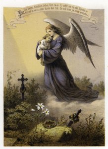 Guds kjærlighet til et dødt barn (farge litho) av German School