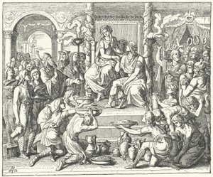 Ekteskapet til Ataulf, kongen av vestgotene, og Galla Placidia, datter av den romerske keiseren Theodosius I, 414 (gravering) av German School