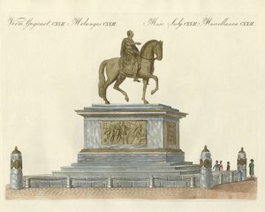 Statuen av Josef II foran keiserens slott i Wien (farget gravering) av German School