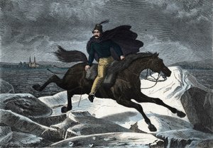 Fortellingen Sandor på hesten sin Tartar galopperende på iselven ved Donau. I "" Wenn Jemand eine Reise thut, so kann er was erzahlen"" (Når noen reiser, dette er det han kan fortelle), tysk fortelling av Franz Wiedemann av German School